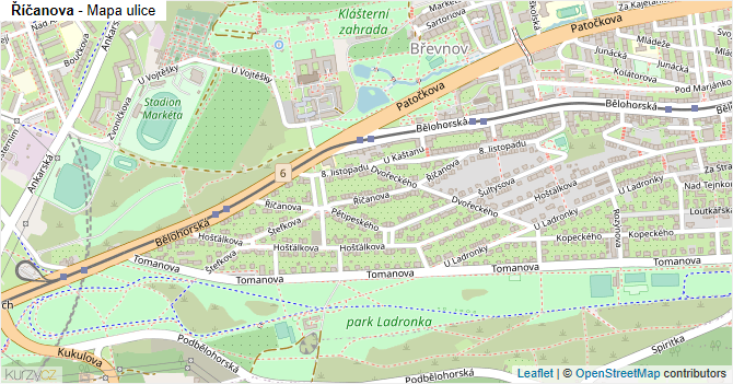 Říčanova - mapa ulice
