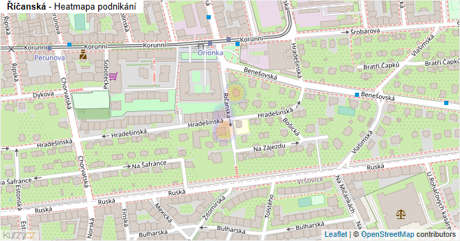 Říčanská - mapa podnikání