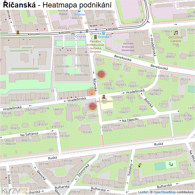 Mapa Říčanská - Firmy v ulici.