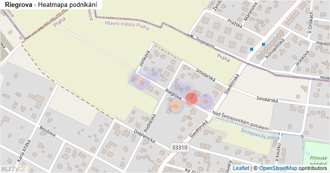 Riegrova - mapa podnikání