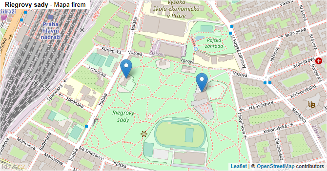 Riegrovy sady - mapa firem