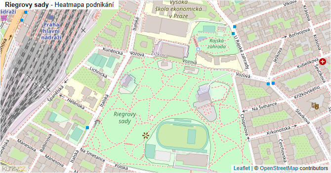 Riegrovy sady - mapa podnikání
