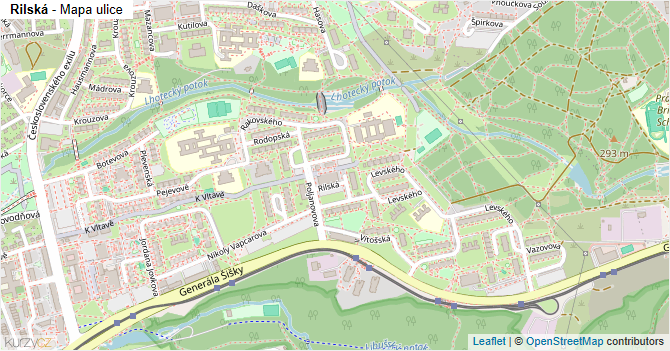 Rilská - mapa ulice