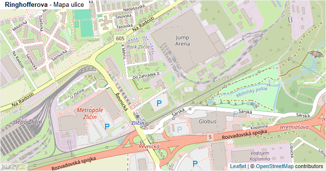 Ringhofferova - mapa ulice