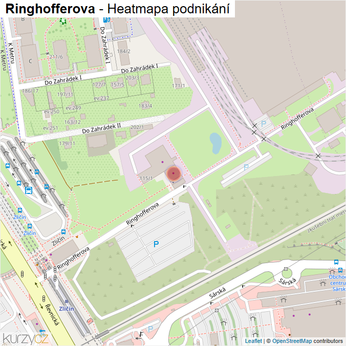 Mapa Ringhofferova - Firmy v ulici.