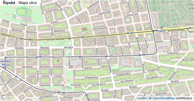 Řipská - mapa ulice