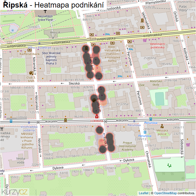 Mapa Řipská - Firmy v ulici.