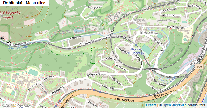 Roblínská - mapa ulice