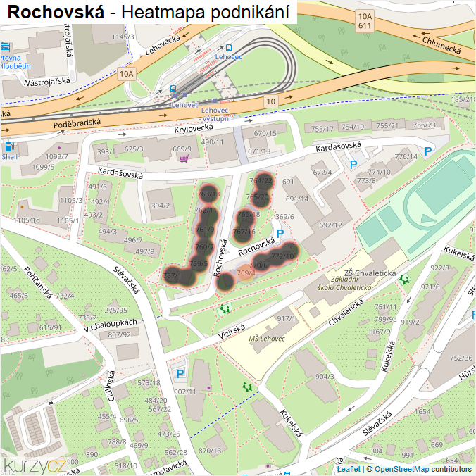 Mapa Rochovská - Firmy v ulici.
