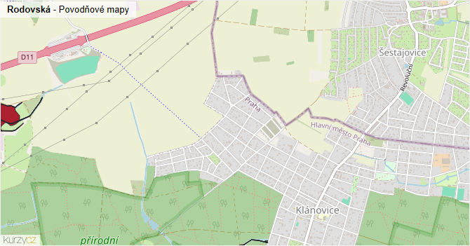 Rodovská - záplavové mapy stoleté vody