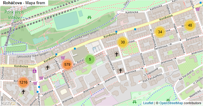 Roháčova - mapa firem