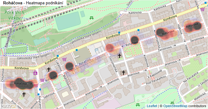 Roháčova - mapa podnikání