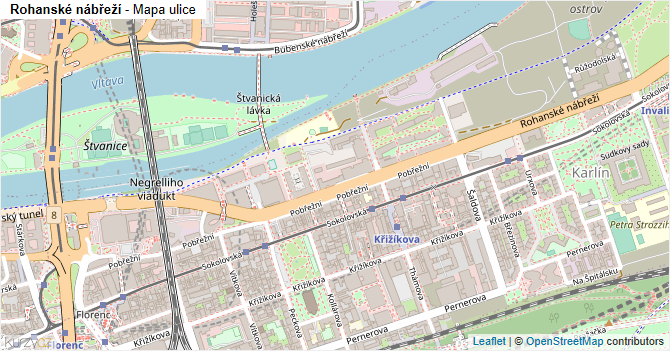 Rohanské nábřeží - mapa ulice