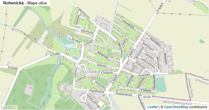 Rohenická - mapa ulice