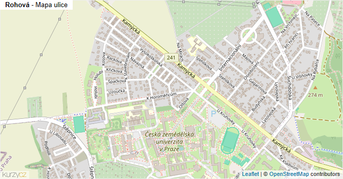 Rohová - mapa ulice