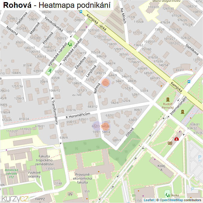 Mapa Rohová - Firmy v ulici.