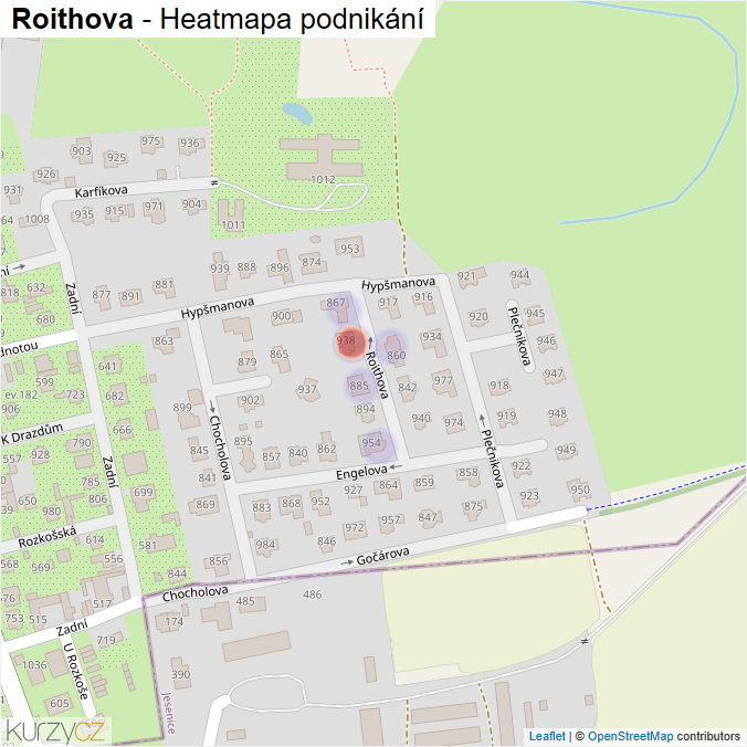 Mapa Roithova - Firmy v ulici.