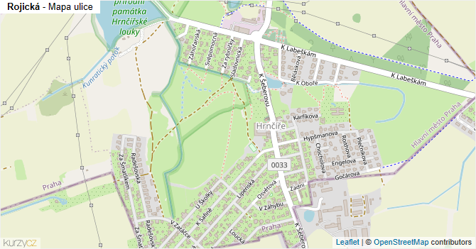Rojická - mapa ulice
