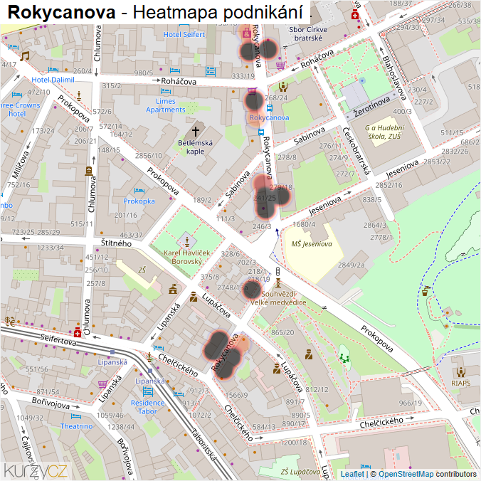 Mapa Rokycanova - Firmy v ulici.