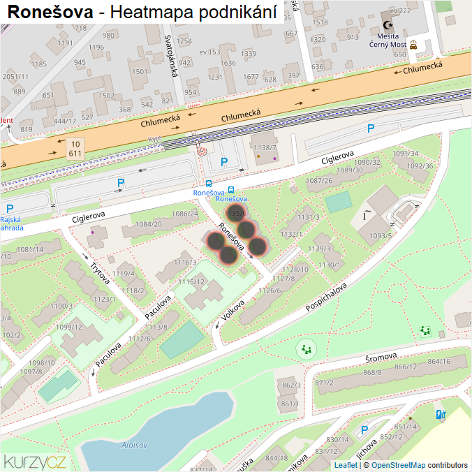 Mapa Ronešova - Firmy v ulici.