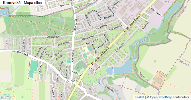 Ronovská - mapa ulice