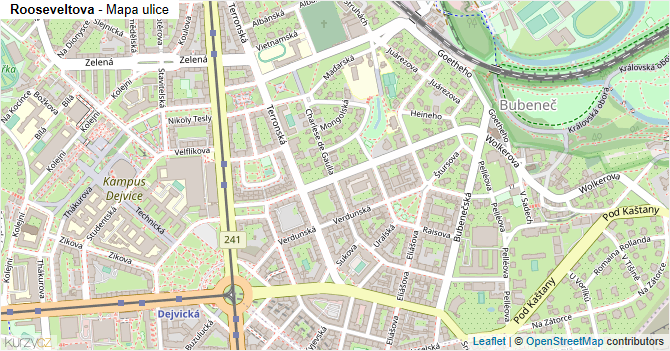 Rooseveltova - mapa ulice