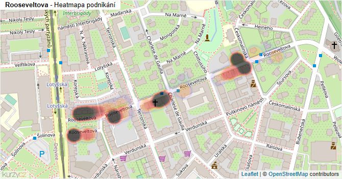 Rooseveltova - mapa podnikání