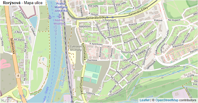 Rorýsová - mapa ulice
