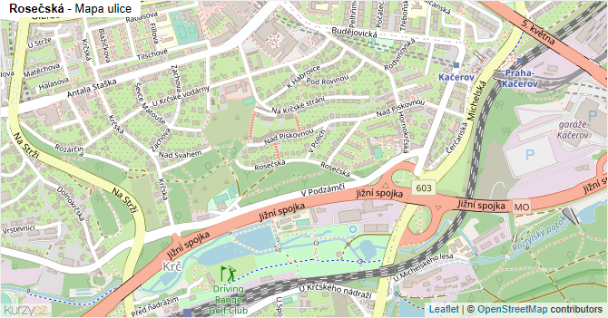 Rosečská - mapa ulice