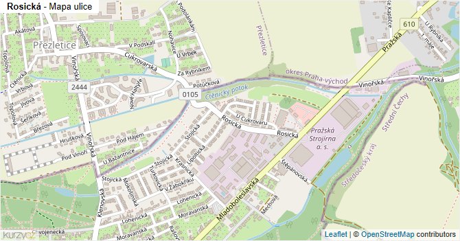 Rosická - mapa ulice