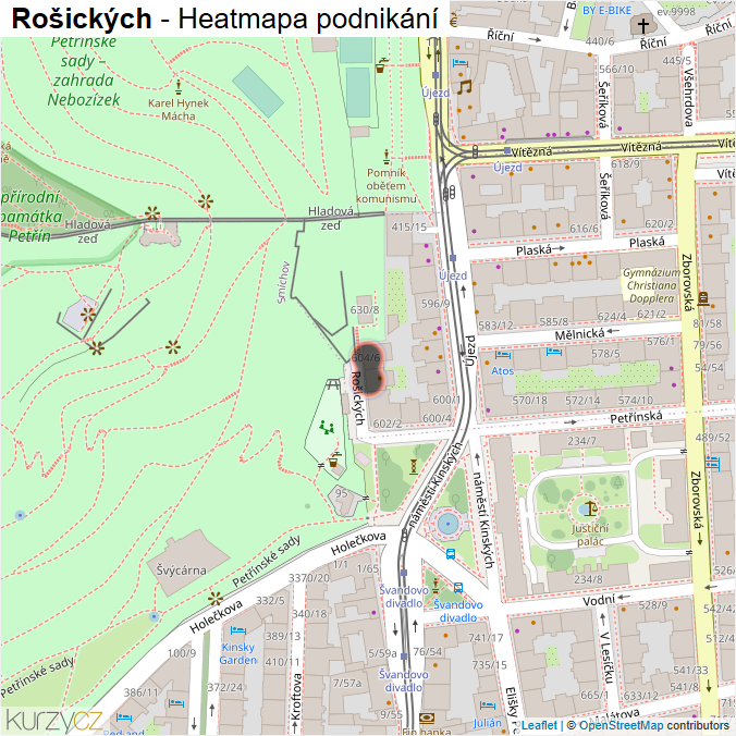 Mapa Rošických - Firmy v ulici.