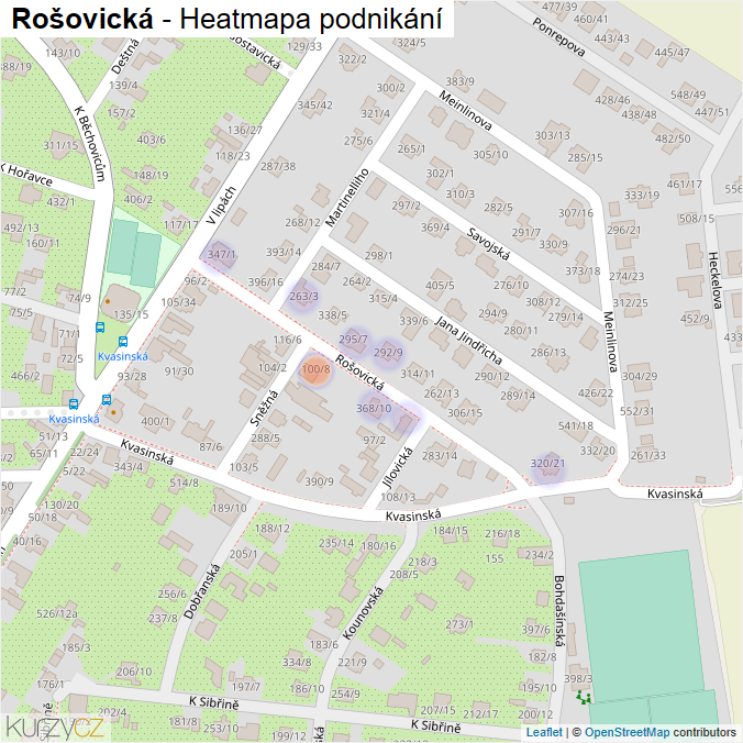 Mapa Rošovická - Firmy v ulici.