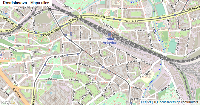 Rostislavova - mapa ulice