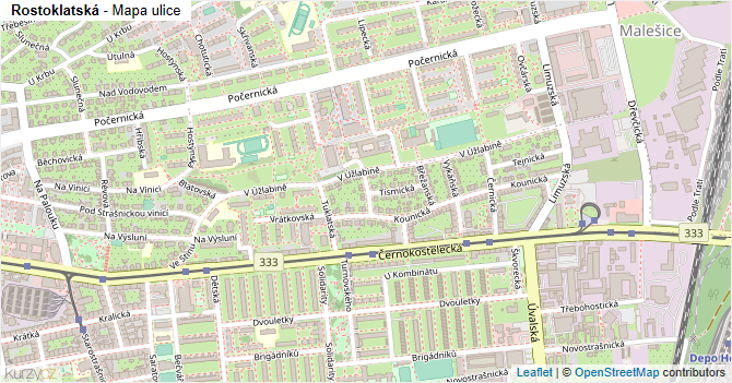 Rostoklatská - mapa ulice