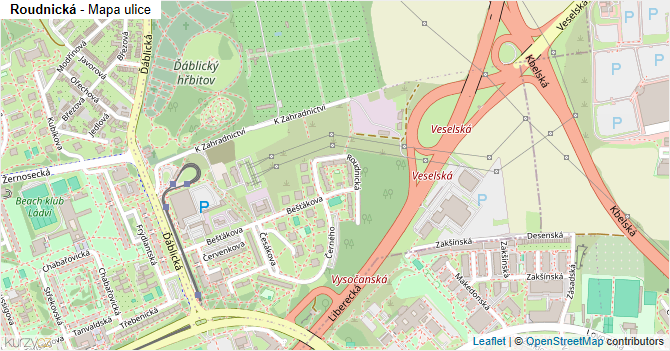 Roudnická - mapa ulice