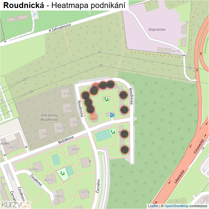 Mapa Roudnická - Firmy v ulici.