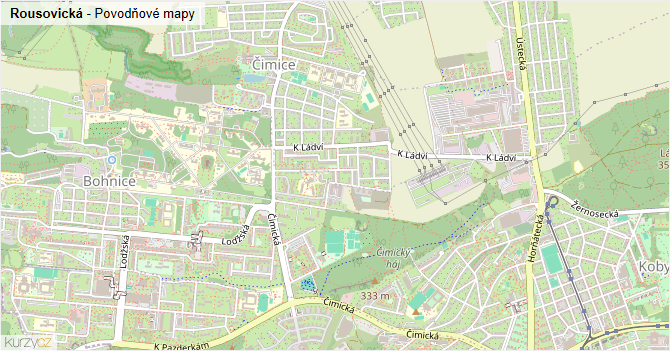 Rousovická - záplavové mapy stoleté vody