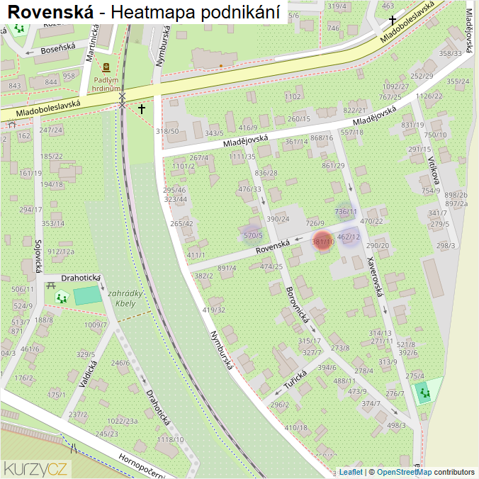 Mapa Rovenská - Firmy v ulici.