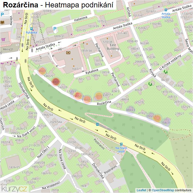 Mapa Rozárčina - Firmy v ulici.