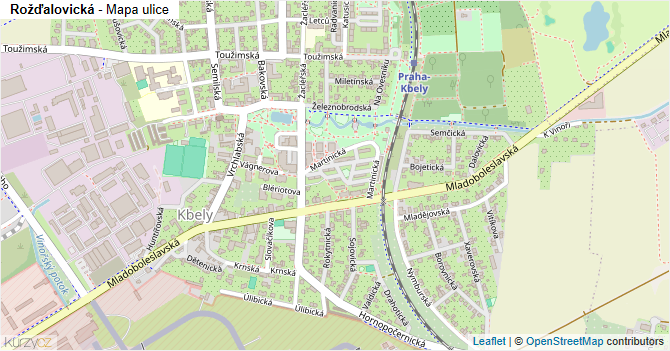 Rožďalovická - mapa ulice