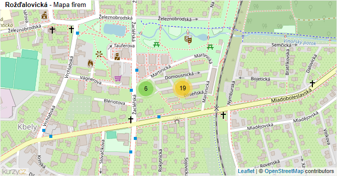 Rožďalovická - mapa firem