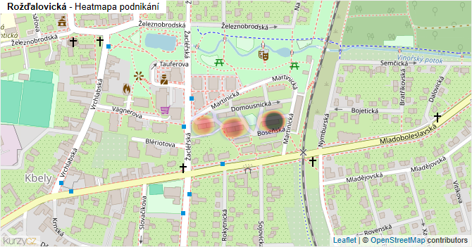 Rožďalovická - mapa podnikání