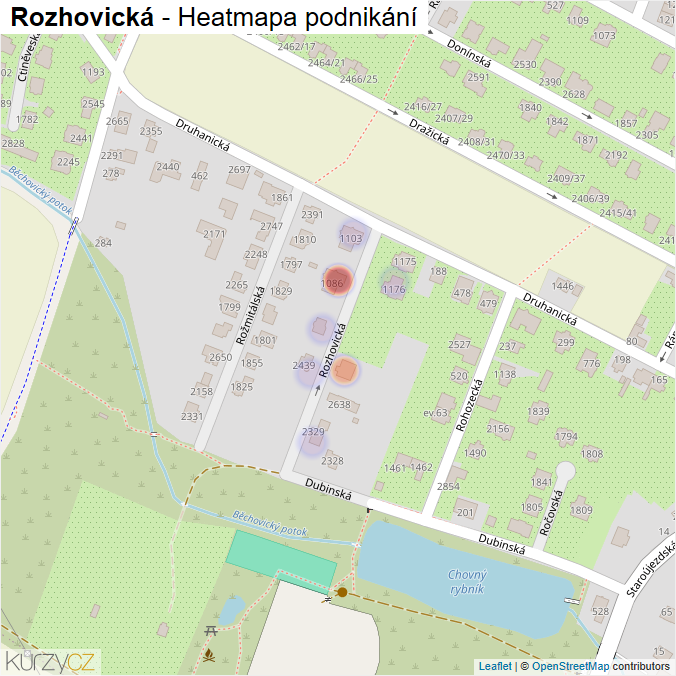 Mapa Rozhovická - Firmy v ulici.