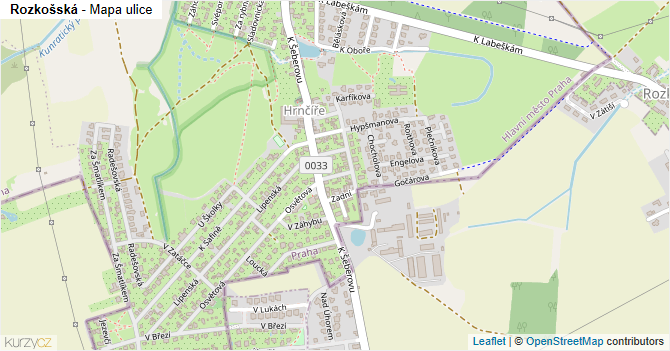 Rozkošská - mapa ulice