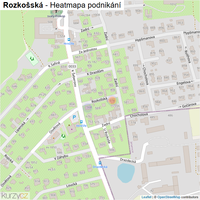 Mapa Rozkošská - Firmy v ulici.