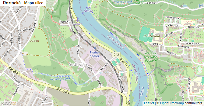 Roztocká - mapa ulice