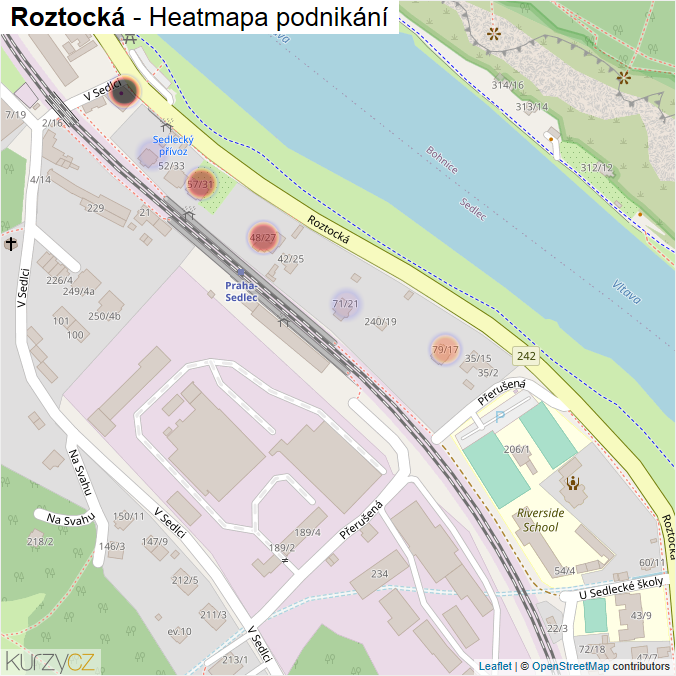 Mapa Roztocká - Firmy v ulici.