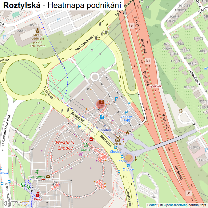 Mapa Roztylská - Firmy v ulici.