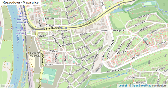 Rozvodova - mapa ulice