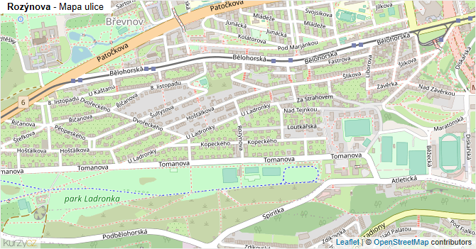 Rozýnova - mapa ulice